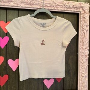 John Galt PacSun baby tee cropped shirt light pink Bambi deer